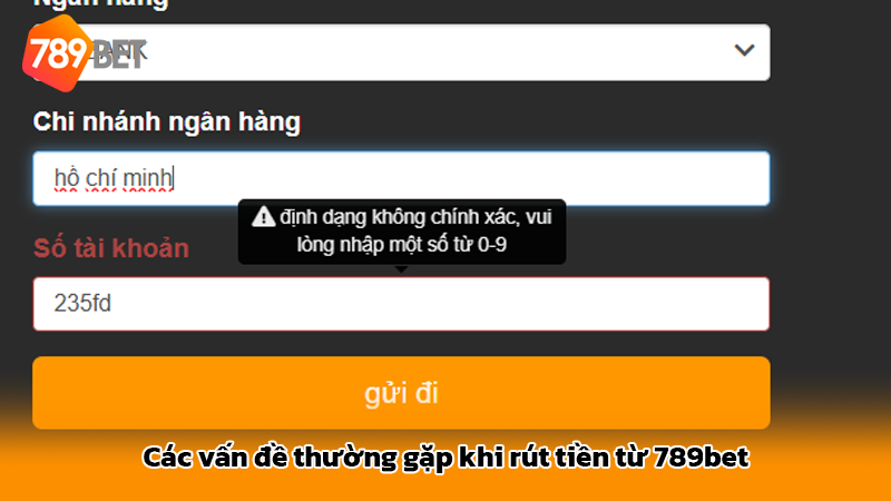 Các vấn đề thường gặp khi rút tiền từ 789bet